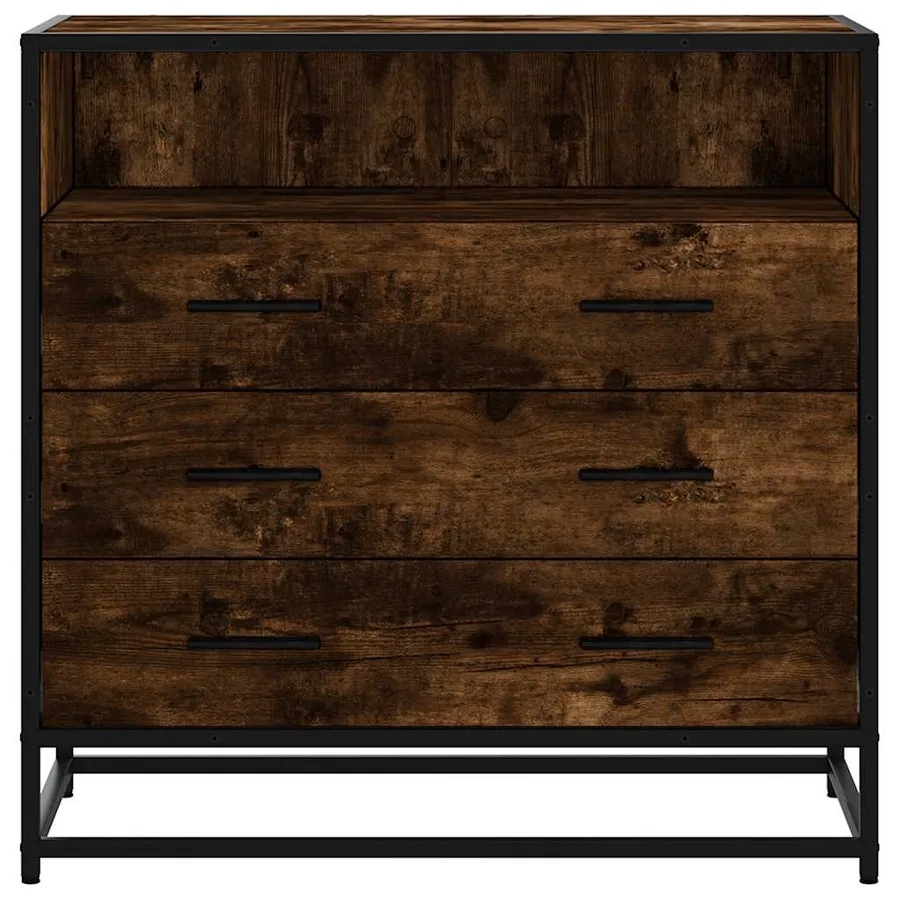 Commode chêne fumé 70x41x70 cm bois d'ingénierie - 4