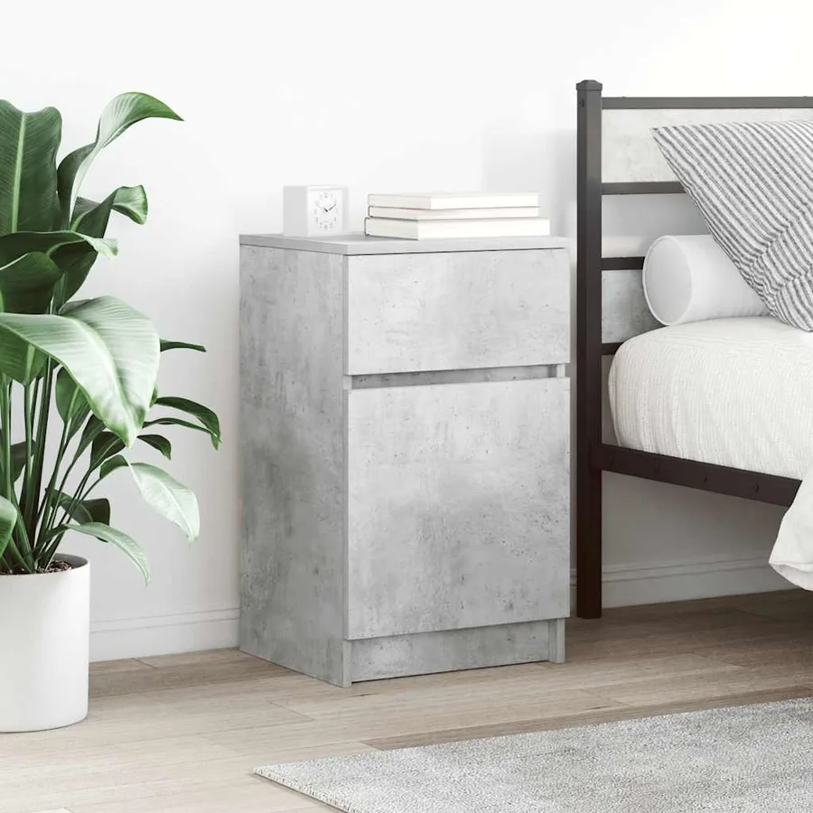 Tables de chevet 2 pcs gris béton 39x35x65 cm bois ingénierie