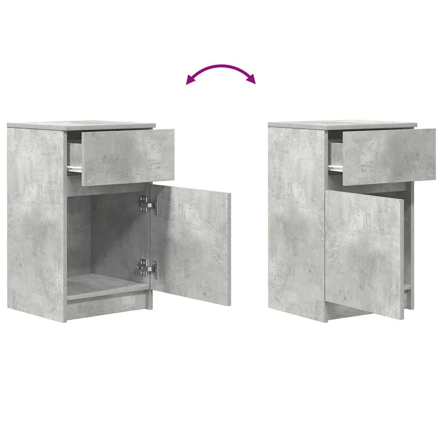 Tables de chevet 2 pcs gris béton 39x35x65 cm bois ingénierie - 10
