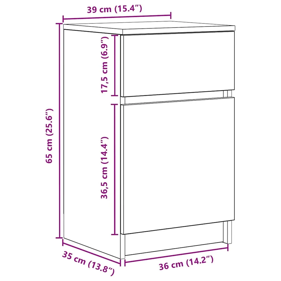Tables de chevet 2 pcs gris béton 39x35x65 cm bois ingénierie - 15