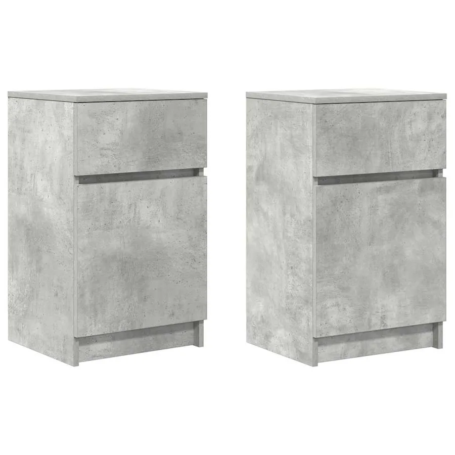 Tables de chevet 2 pcs gris béton 39x35x65 cm bois ingénierie - 2