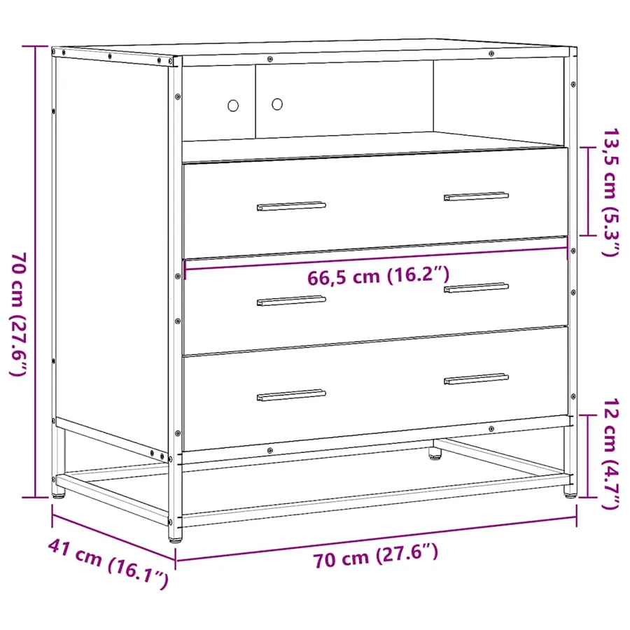 Commode noir 70x41x70 cm bois d'ingénierie - 10