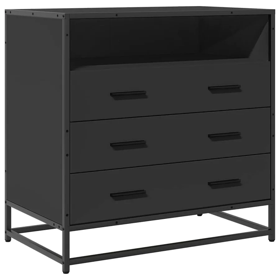Commode noir 70x41x70 cm bois d'ingénierie - 2