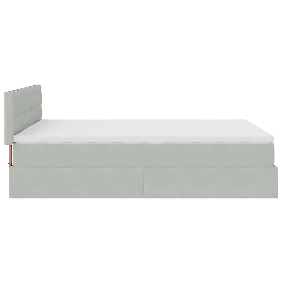 Cadre de lit ottoman avec matelas gris clair 140x200 cm velours - 10