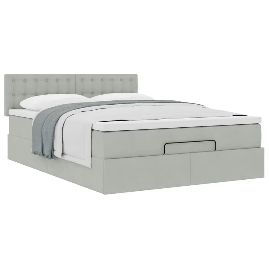 Cadre de lit ottoman avec matelas gris clair 140x200 cm velours - 5