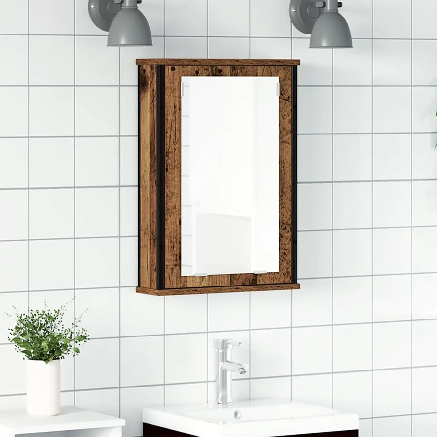 Armoire à miroir de salle de bain vieux bois bois d'ingénierie