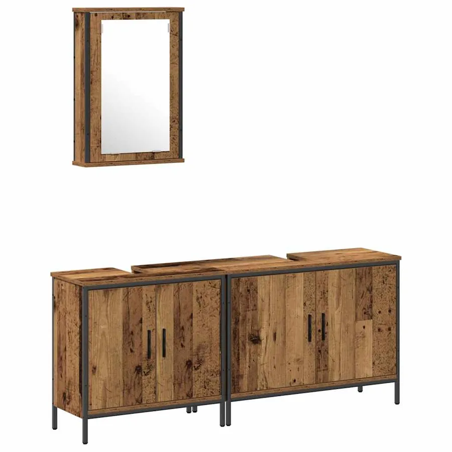 Meubles de salle de bain 3 pcs Marron Bois d'ingénierie - 2