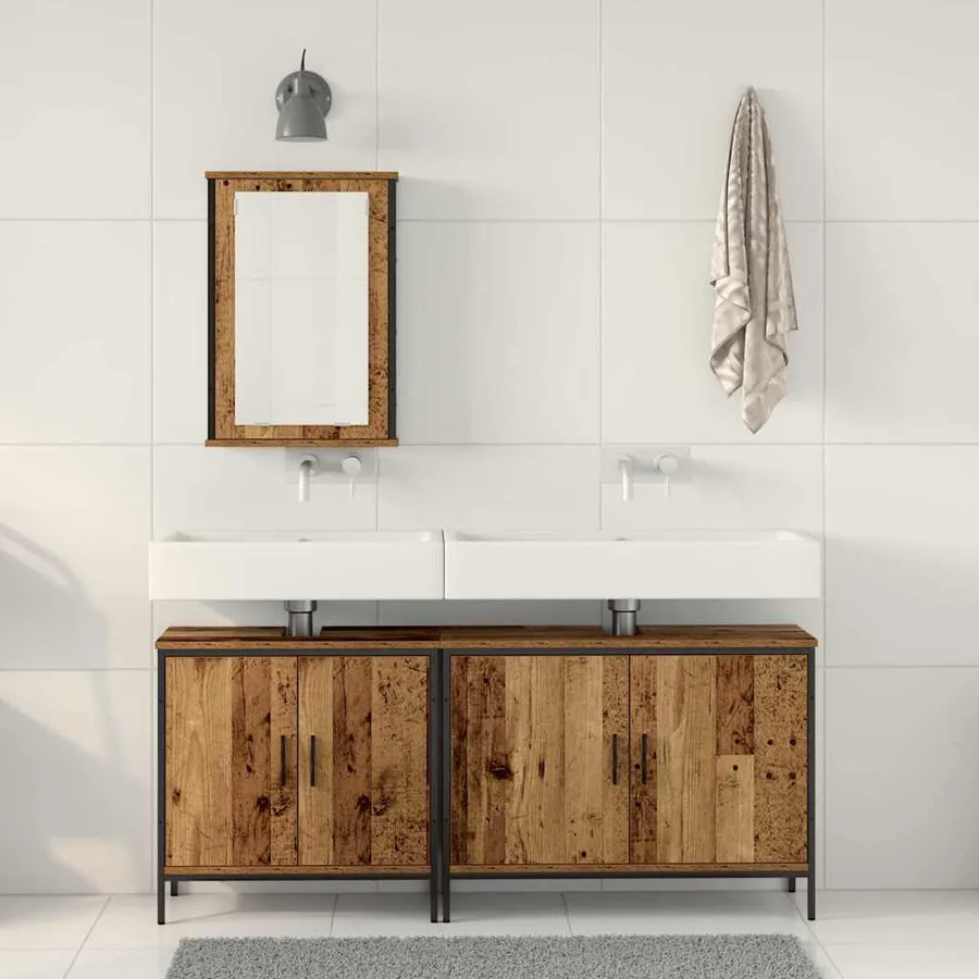 Meubles de salle de bain 3 pcs Marron Bois d'ingénierie - 4