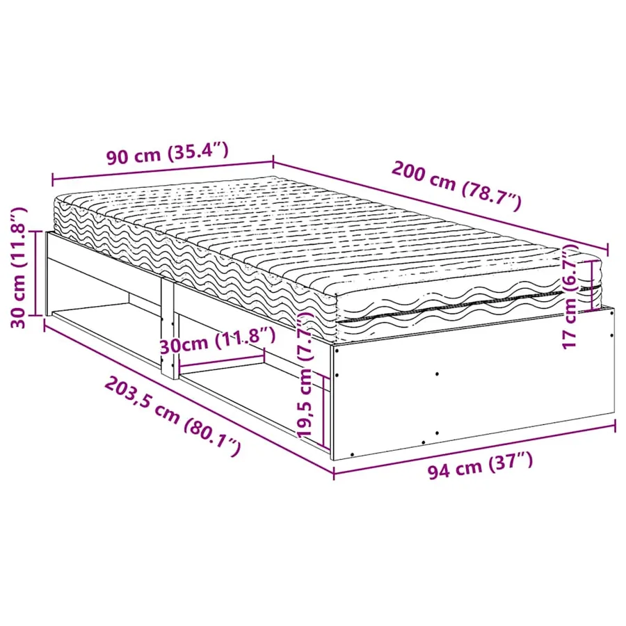 Lit de jour avec matelas cire marron 90x200 cm bois pin massif - 13