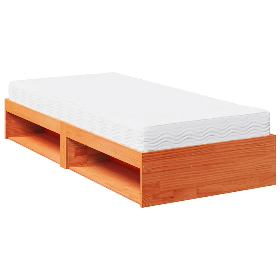 Lit de jour avec matelas cire marron 90x200 cm bois pin massif - 5