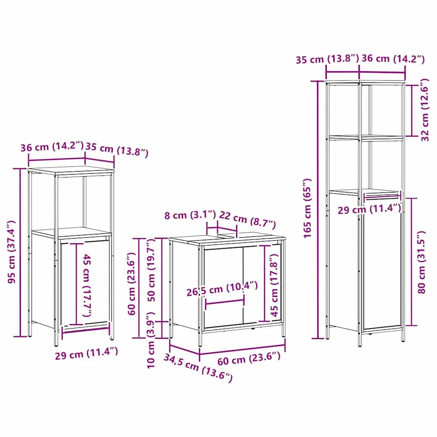 Ensemble de mobilier de salle de bain 3 pcs Chêne noir - 12