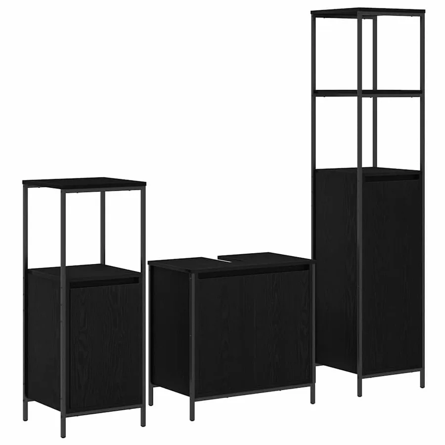 Ensemble de mobilier de salle de bain 3 pcs Chêne noir - 2