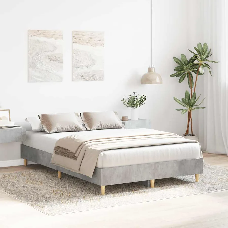 Cadre de lit sans matelas gris béton 140x190 cm bois ingénierie - 3