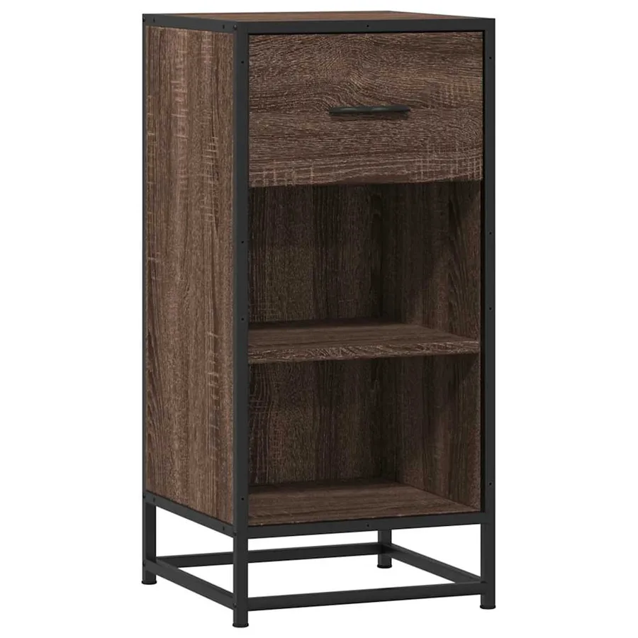 Buffet chêne marron 35,5x35x76 cm bois d'ingénierie et métal - 2