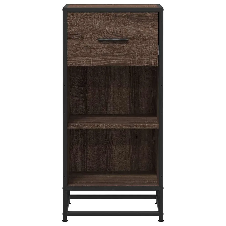 Buffet chêne marron 35,5x35x76 cm bois d'ingénierie et métal - 4