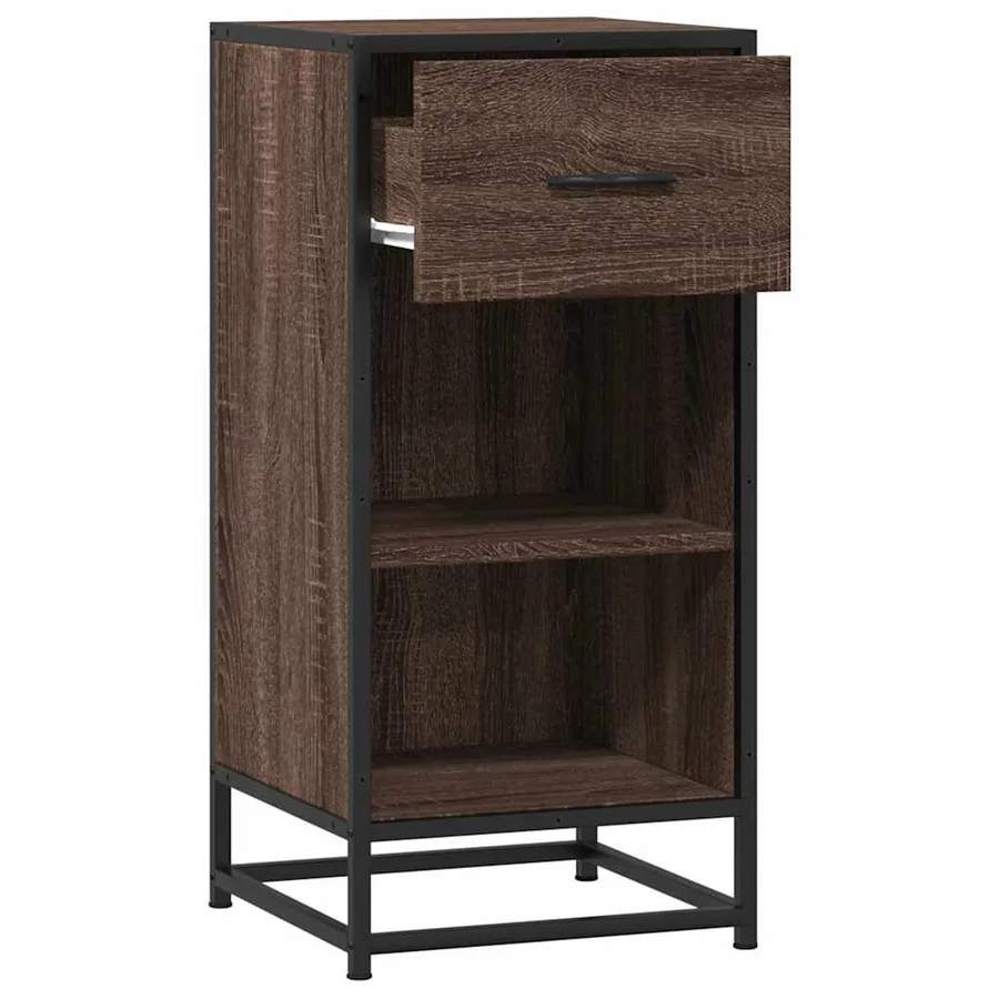 Buffet chêne marron 35,5x35x76 cm bois d'ingénierie et métal - 5