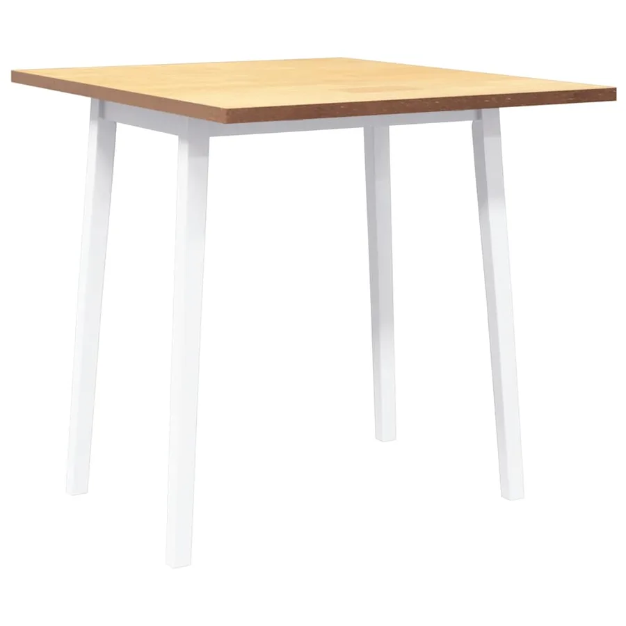 Table à manger blanc bois massif et caoutchouc - 4