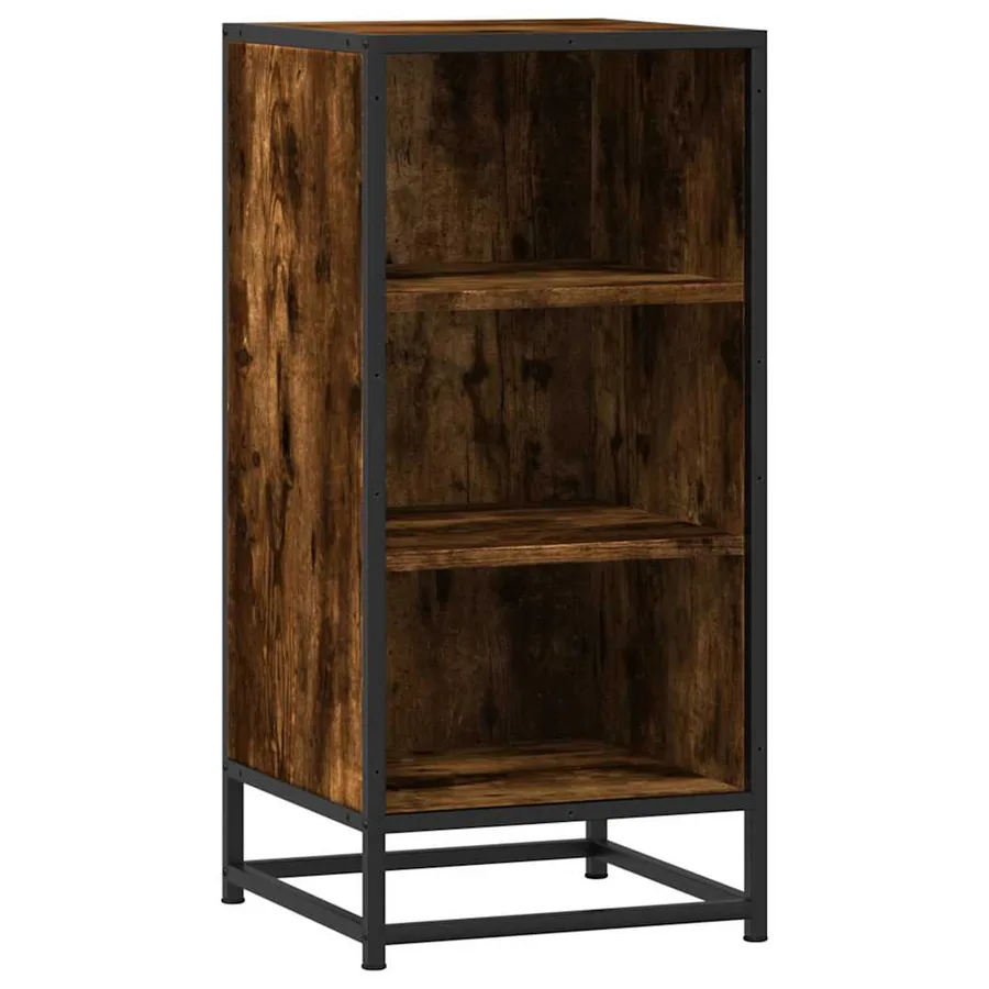 Buffet chêne fumé 35,5x35x76 cm bois d'ingénierie et métal - 2