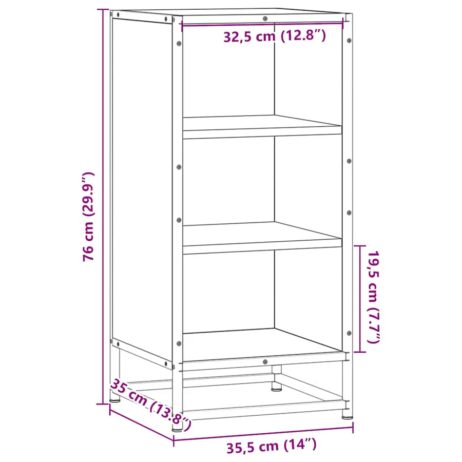 Buffet chêne fumé 35,5x35x76 cm bois d'ingénierie et métal - 9