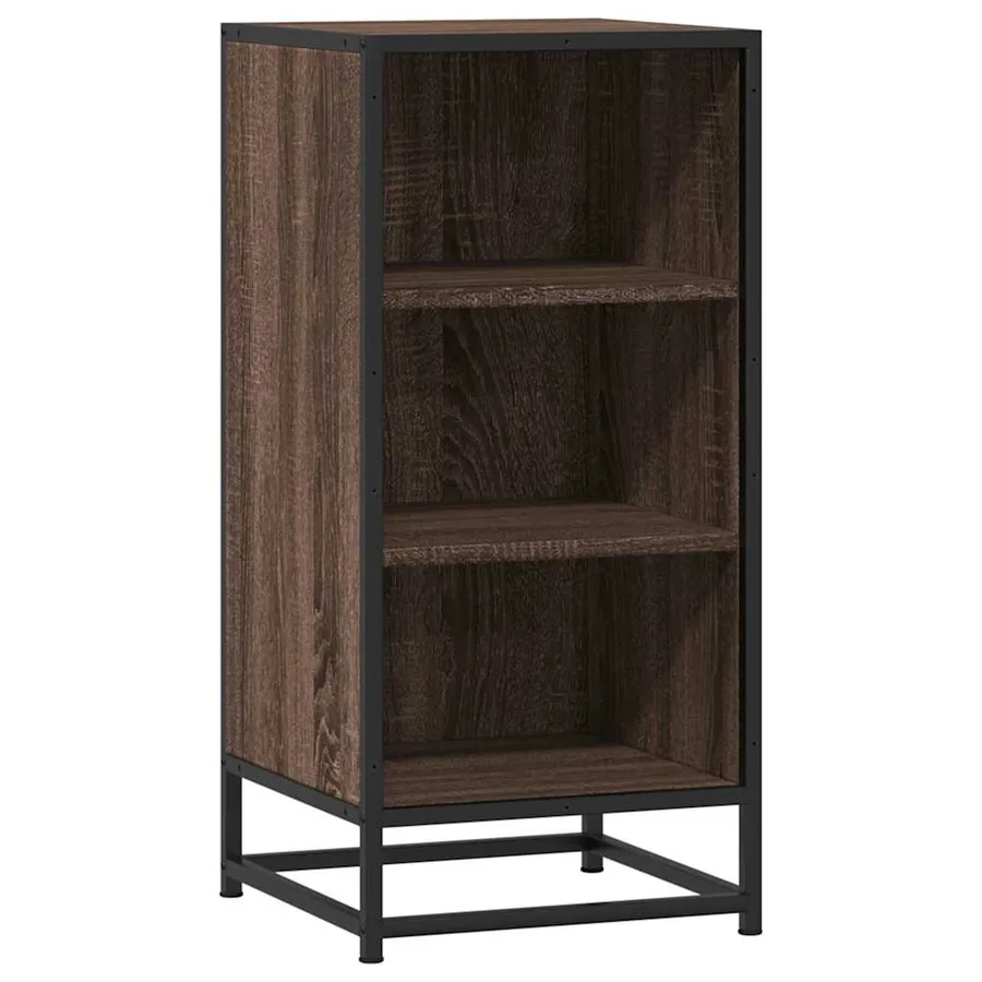 Buffet chêne marron 35,5x35x76 cm bois d'ingénierie et métal - 2