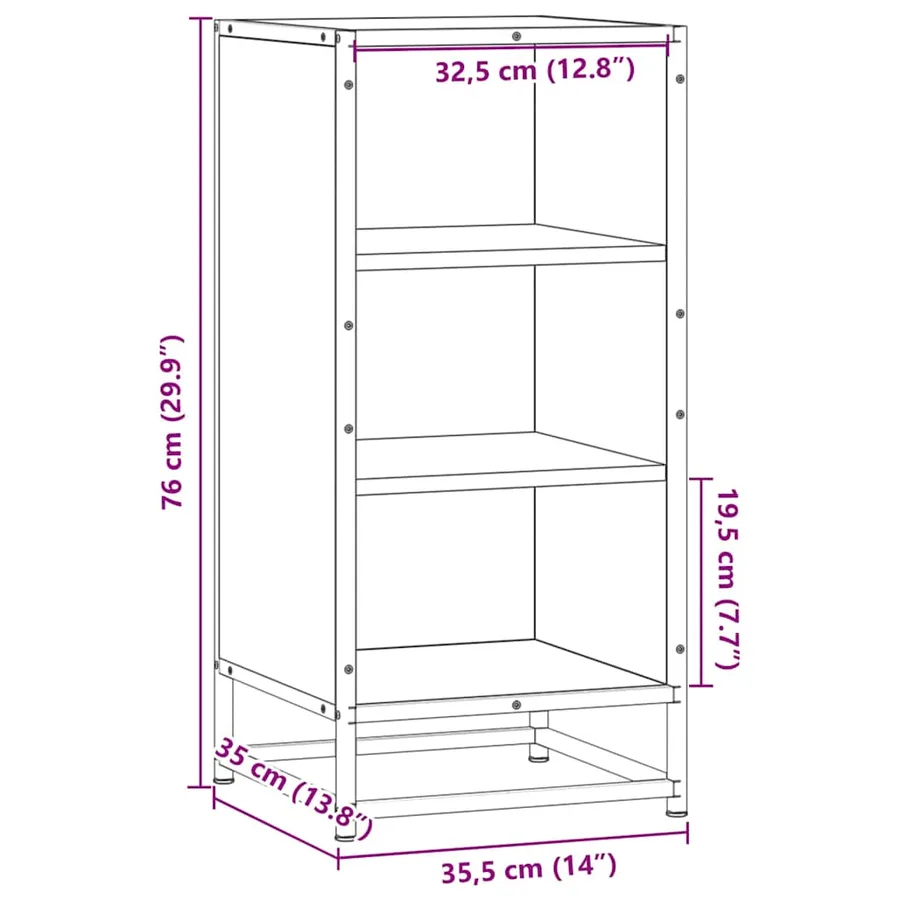 Buffet chêne marron 35,5x35x76 cm bois d'ingénierie et métal - 9