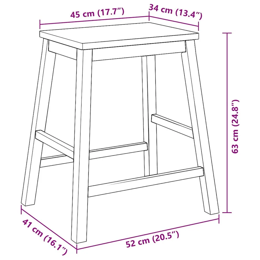 Chaises de bar lot de 2 bois massif d'hévéa - 10