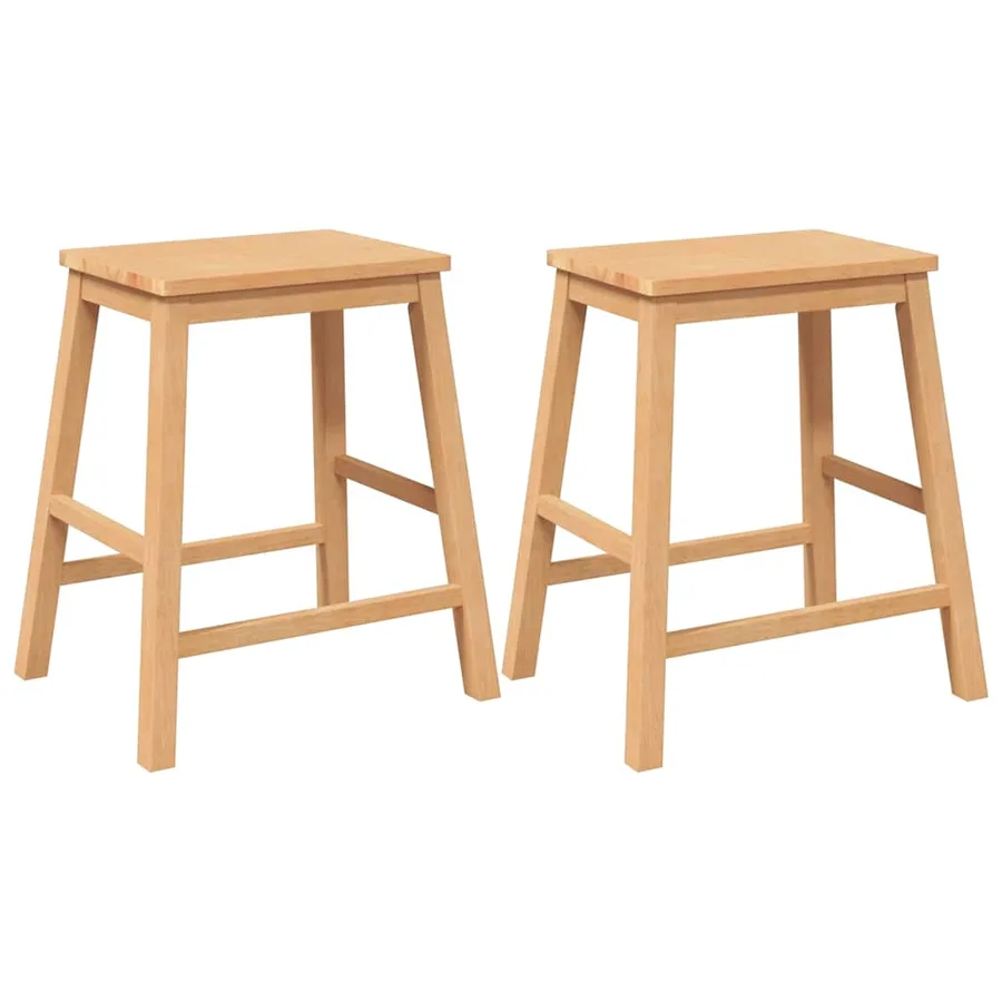 Chaises de bar lot de 2 bois massif d'hévéa - 2