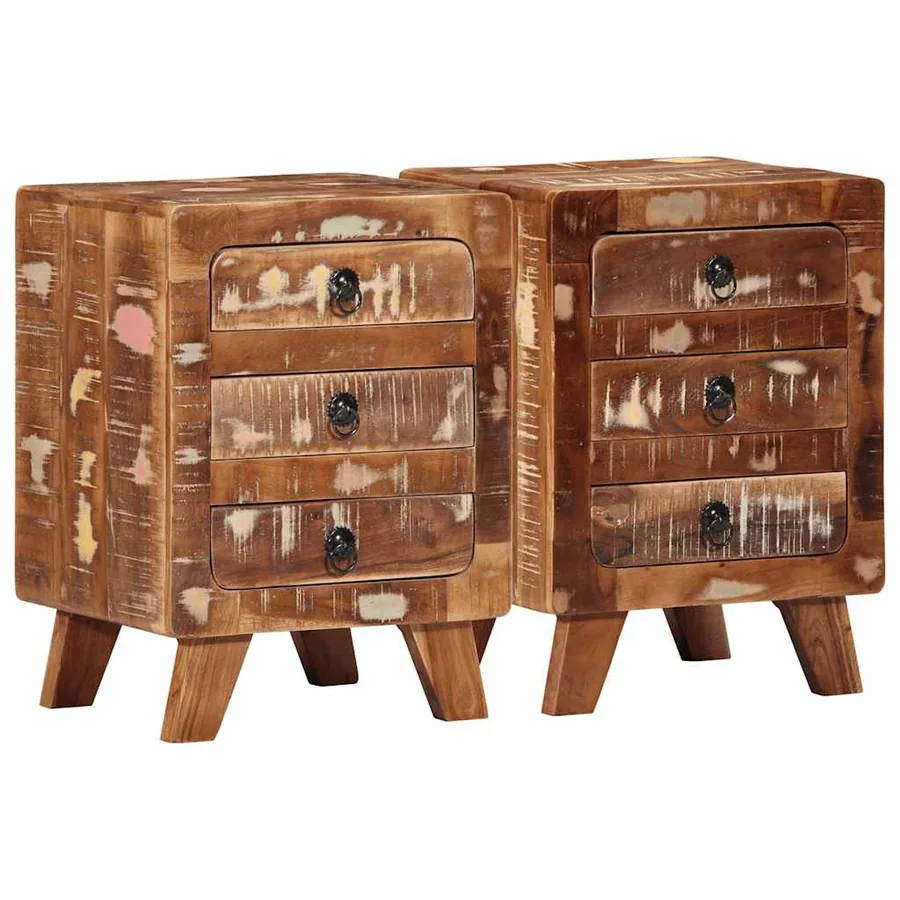 Table de chevet 2 pcs 37x32x50 cm bois massif de récupération