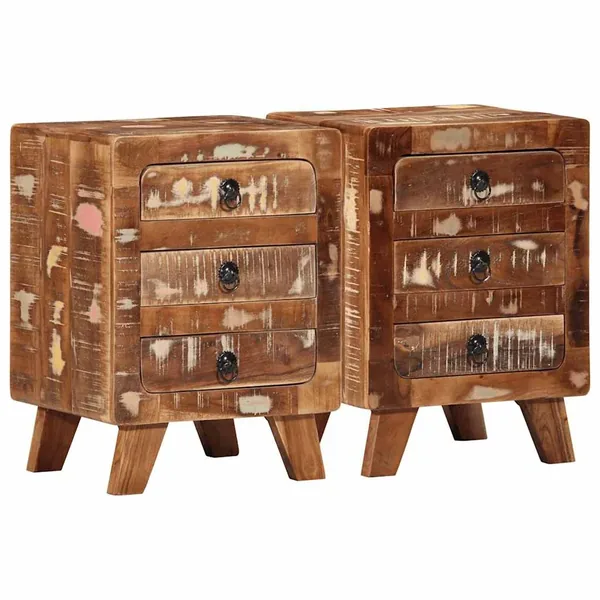 Table de chevet 2 pcs 37x32x50 cm bois massif de récupération