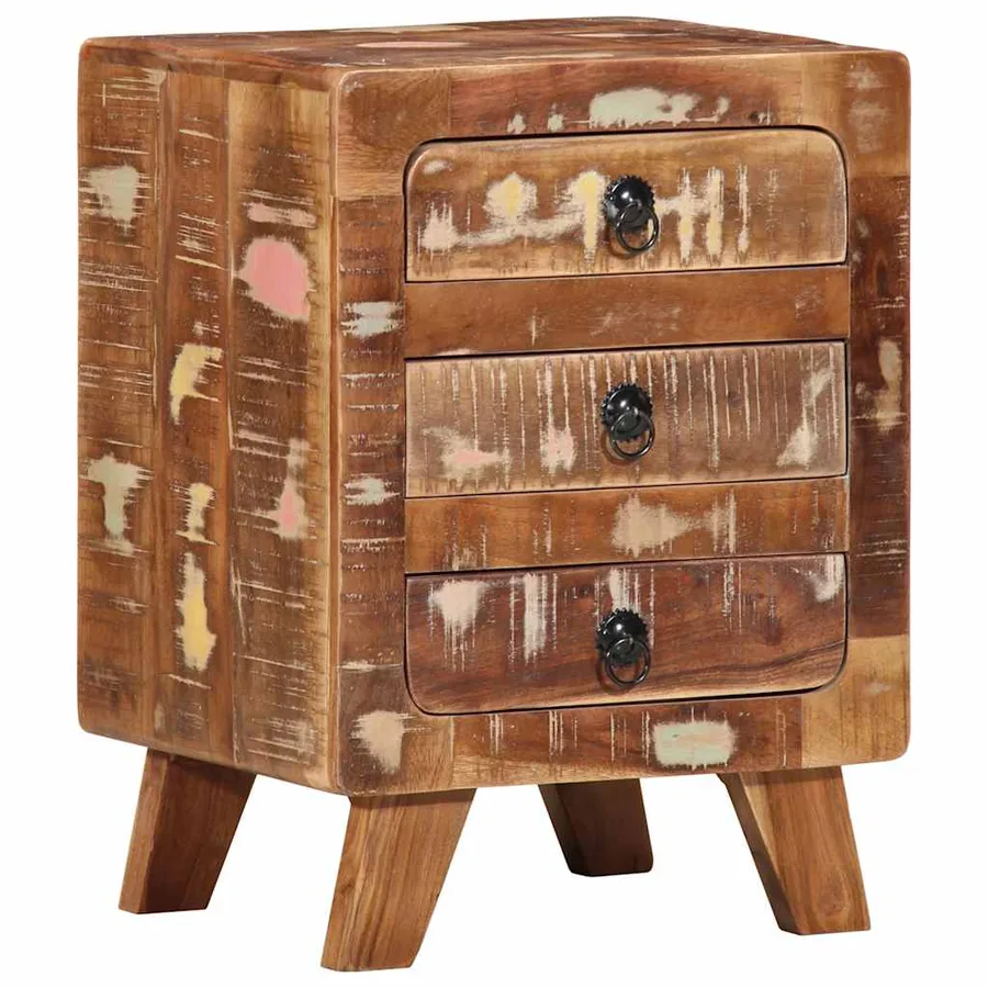 Table de chevet 2 pcs 37x32x50 cm bois massif de récupération - 12