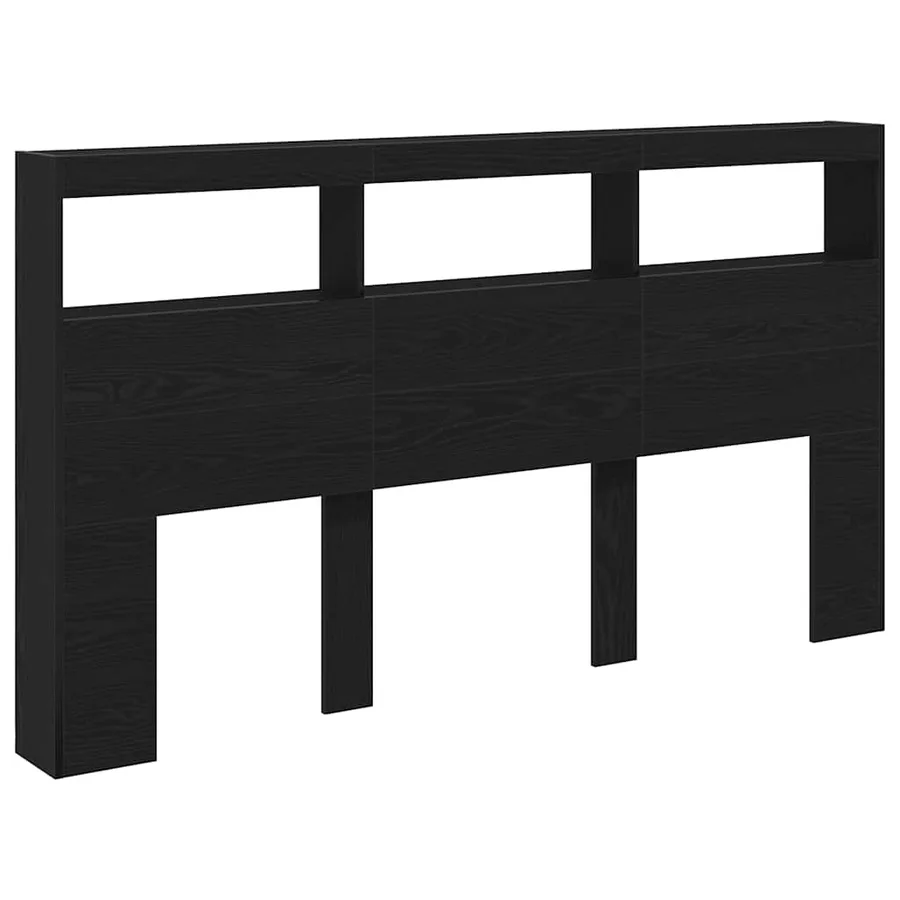 Armoire tête de lit avec LED chêne noir 180x17x102 cm - 6