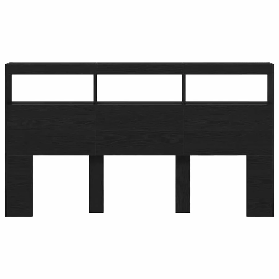 Armoire tête de lit avec LED chêne noir 180x17x102 cm - 7