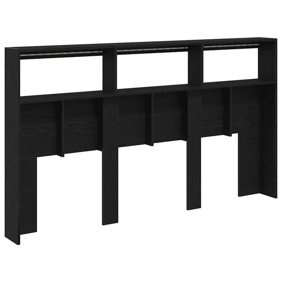 Armoire tête de lit avec LED chêne noir 180x17x102 cm - 9