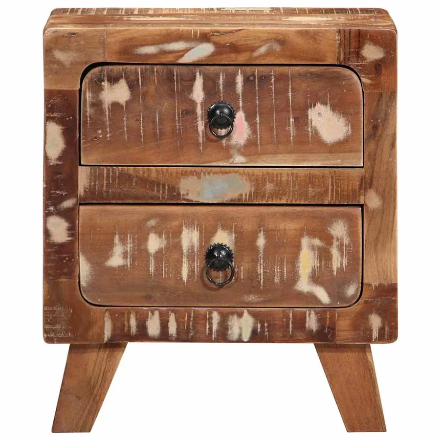 Table de chevet 40x32x46 cm bois massif de récupération - 2