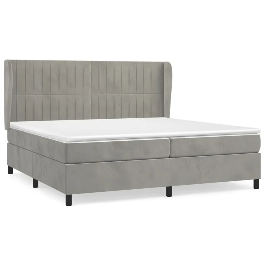 Sommier à lattes de lit et matelas Gris clair 200x200cm Velours - 2