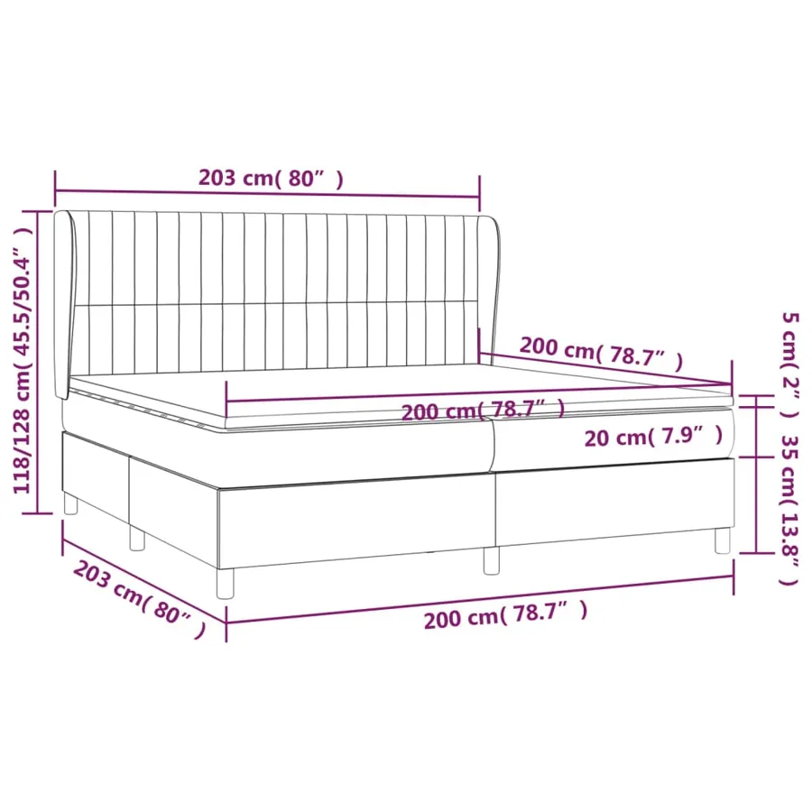 Sommier à lattes de lit et matelas Gris clair 200x200cm Velours - 7