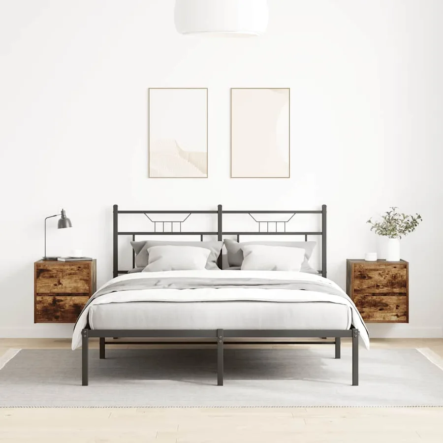 Tables de chevet murales 2 pcs chêne fumé 38x34x40 cm - 3
