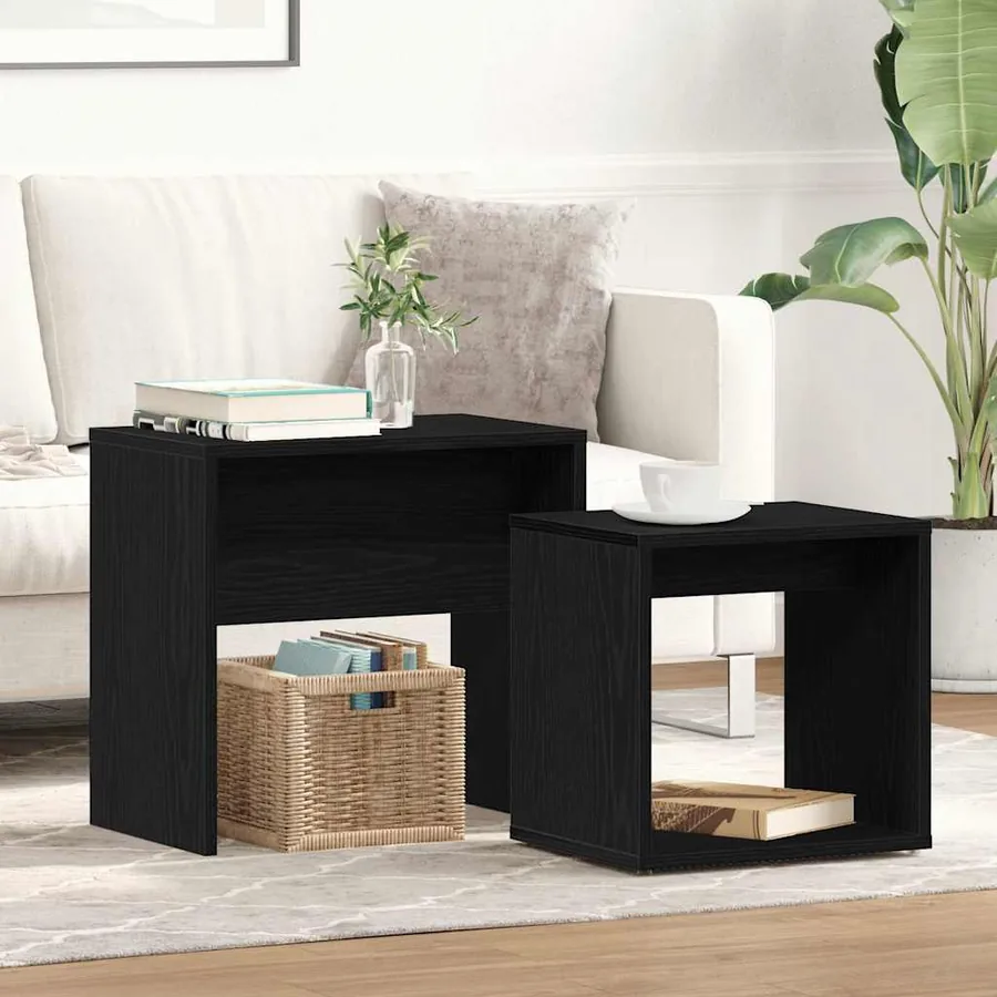 Tables basses 2 pcs en chêne noir contrecollé