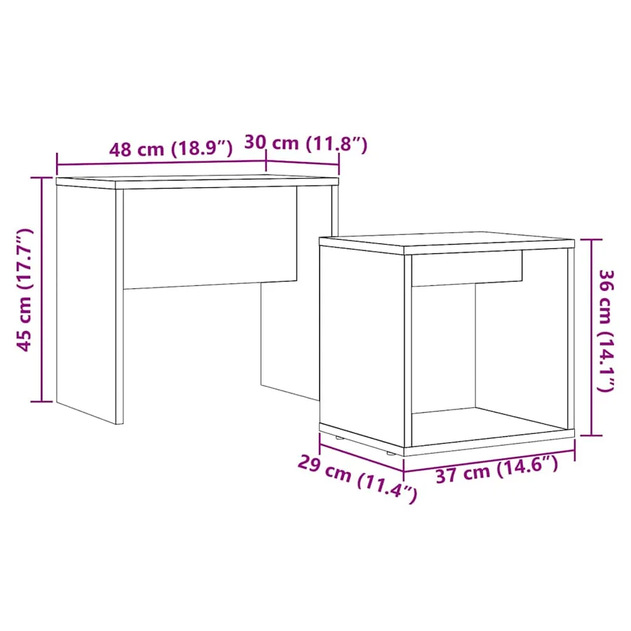 Tables basses 2 pcs en chêne noir contrecollé - 11