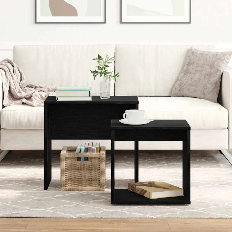 Tables basses 2 pcs en chêne noir contrecollé - 3