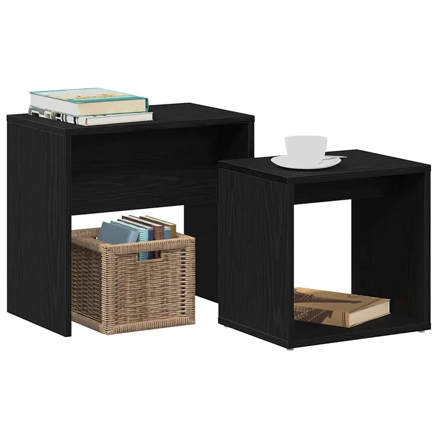 Tables basses 2 pcs en chêne noir contrecollé - 4