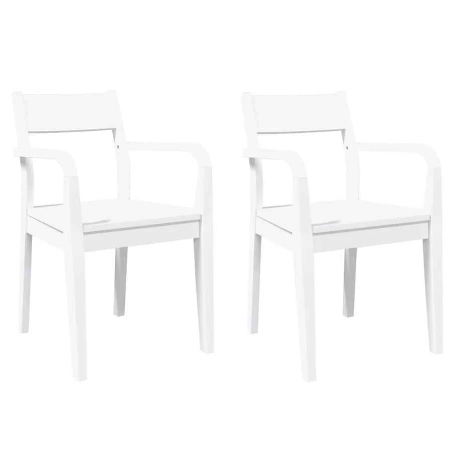 Chaises à manger 2 pcs blanc bois massif caoutchouc - 2