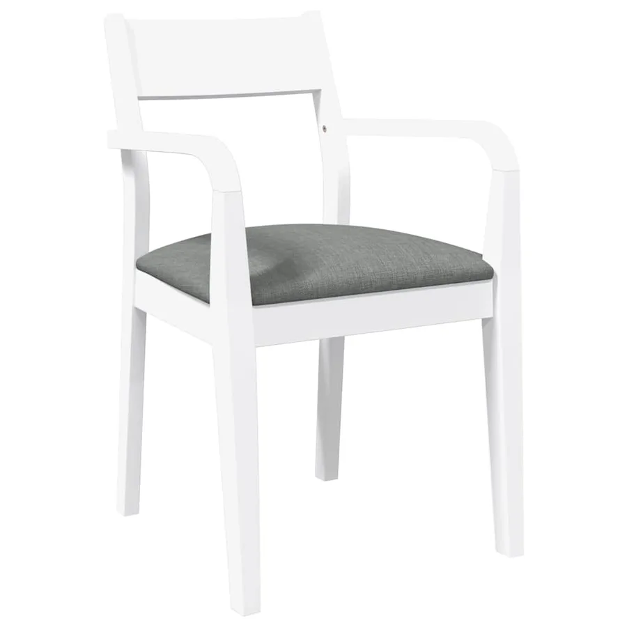 Chaises à manger coussins 2 pcs blanc bois massif caoutchouc - 4
