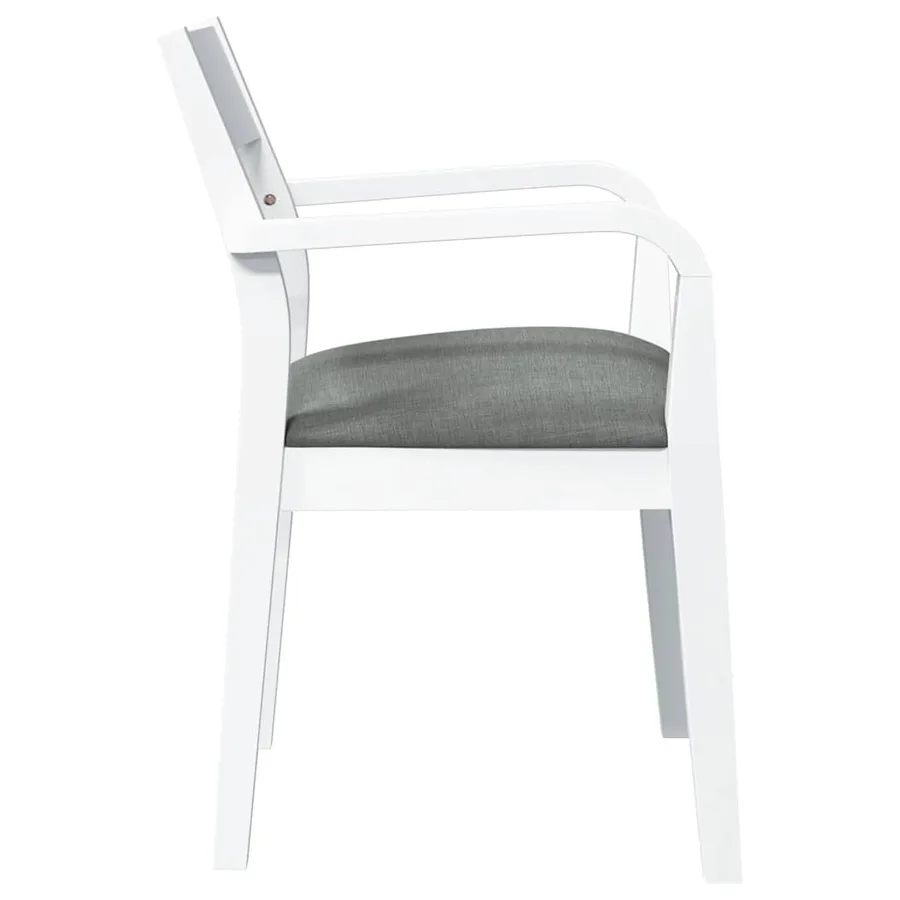 Chaises à manger coussins 2 pcs blanc bois massif caoutchouc - 6