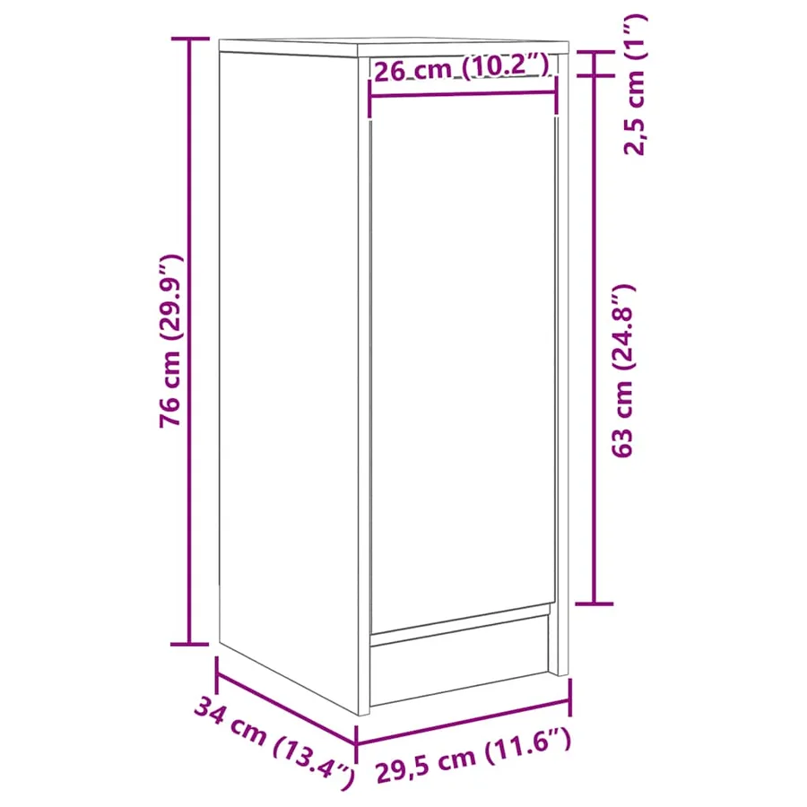 Buffet chêne sonoma 29,5x34x76 cm bois d'ingénierie - 13