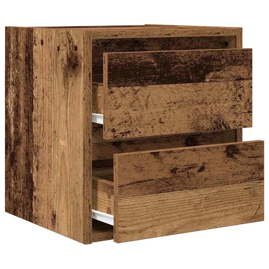 Table de chevet murale vieux bois 38x34x40 cm - 5