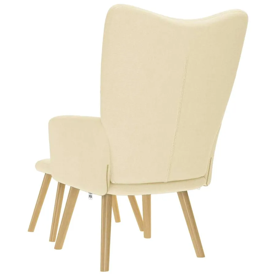 Chaise de relaxation avec repose-pied Crème Tissu - 7