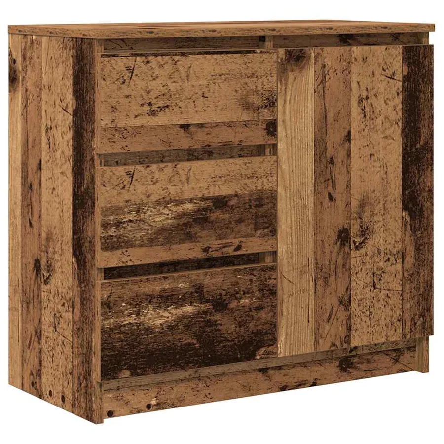 Buffet avec tiroir vieux bois 71x35x65 cm bois d'ingénierie - 2
