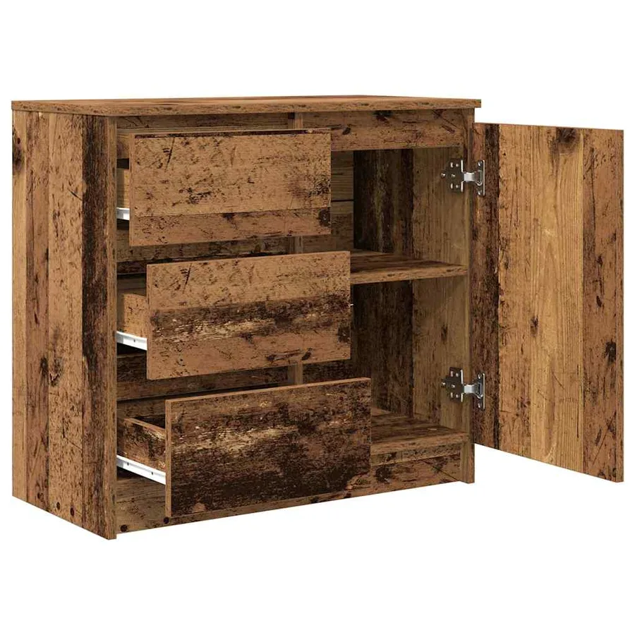 Buffet avec tiroir vieux bois 71x35x65 cm bois d'ingénierie - 5