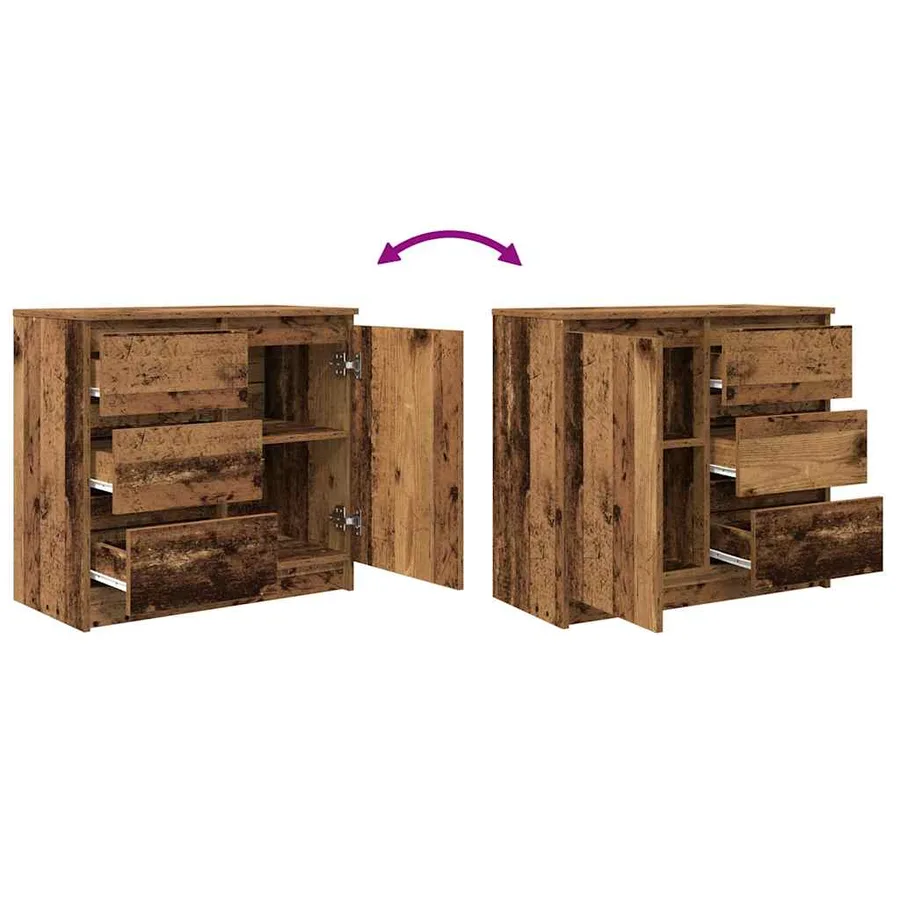 Buffet avec tiroir vieux bois 71x35x65 cm bois d'ingénierie - 9